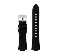Men's silicone wristband Compatible With Casio EFR-S108D EFS-S570 ECB-10YDC watchband modified with protruding rubber watch strap(Black-silver A,ECB-10YDC)