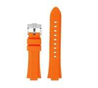 Men's silicone wristband Compatible With Casio EFR-S108D EFS-S570 ECB-10YDC watchband modified with protruding rubber watch strap(Orange-silver A,EFS-S570)
