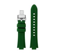 Men's silicone wristband Compatible With Casio EFR-S108D EFS-S570 ECB-10YDC watchband modified with protruding rubber watch strap(Green-silver B,ECB-10YDC)