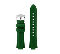 Men's silicone wristband Compatible With Casio EFR-S108D EFS-S570 ECB-10YDC watchband modified with protruding rubber watch strap(Green -silver A,ECB-10YDC)