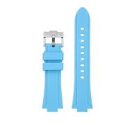 Men's silicone wristband Compatible With Casio EFR-S108D EFS-S570 ECB-10YDC watchband modified with protruding rubber watch strap(Sky blue-silver A,EFS-S570)