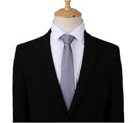 Men's Silk-Feel Polyester Necktie, 8CM Jacquard Woven Business Formal Tie with Handmade Finish for Office Wedding Party, Solid Color Classic Design(Dark Gray)