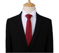 Men's Silk-Feel Polyester Necktie, 8CM Jacquard Woven Business Formal Tie with Handmade Finish for Office Wedding Party, Solid Color Classic Design(Wine Red)