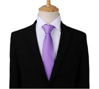 Men's Silk-Feel Polyester Necktie, 8CM Jacquard Woven Business Formal Tie with Handmade Finish for Office Wedding Party, Solid Color Classic Design(Purple)