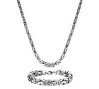 Mens Silver Byzantine Chain Necklace Bracelets 4MM/5MM/6MM, Stainless Steel Necklace Chain for Men, Mens Silver Byzantine Chain Necklace, Length 51-61CM (51.00, Silver-5mm width)