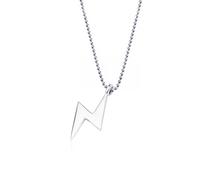 Mens Silver Lightning Bolt Pendant and chain - Heavyweight Chunky Bold Jewellery Gifts, Fashion Design Bling Statement piece