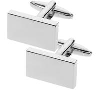 Mens Silver Rectangular Cufflinks Brass Plated Pair Formal Shirt