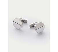 THE SAVILE ROW COMPANY LONDON Men's Silver Rhodium Plated Circle Cufflinks