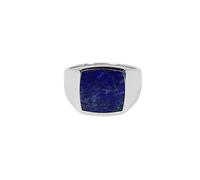 Men's Silver Sigel Ring with Stone Blue Square 925 Sterling Silver Solid Polished Handmade High Quality Men's Jewellery from Germany with Gift Box, Precious metal, Lapis Lazuli,