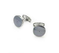 THE SAVILE ROW COMPANY LONDON Men's Rhodium Plated Formal Shirt Cufflinks - Silver Tone Circular Geometric