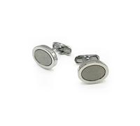 THE SAVILE ROW COMPANY LONDON Men's Rhodium Plated Formal Shirt Cufflinks - Silver Tone Oval