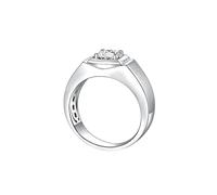 Mens Silver Wedding Band, Wedding Band Ring 14K White Gold Solitary Round with Moissanite Band Birthday Gift Size S 1/2