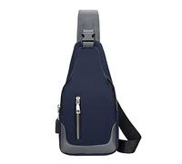 Men's Simple Business Crossbody USB Interface Lock Buckle Color Cloth Chest Bag Shoulder Bag Small Shoulder Bags for Women (Blue, One Size)