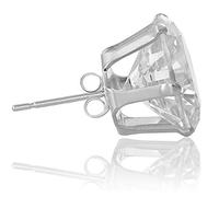 Men's Single 8mm 925 Silver Round Cubic Zirconia Stud Earring