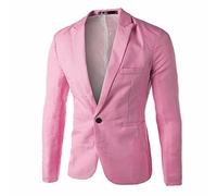 Mens Single Breasted Classic Blazer Business Jacket Suits Slim Fit One Button Luxury Vintage Retro Smart Formal Dinner Suits Jacket Waistcoat Size M-XXXL Pink