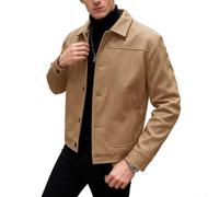 Men's Single Breasted for blazer Black Grey Khaki Beige Options | Single breasted design, notched lapel collar, loose comfortable fit, solid color options, spring autumn wear