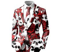 Men's Single Breasted Vintage Slim Fit Long Sleeve Jackets with Multiple Pockets Sport Jacket Easter The Cross of Jesus Gothic Medieval Victorian Renaissance Style, Red 04, S