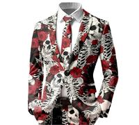 Men's Single Breasted Vintage Slim Fit Long Sleeve Jackets with Multiple Pockets Sport Jacket Easter The Cross of Jesus Gothic Medieval Victorian Renaissance Style, Red 07, M