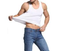 Men's Singlet Classic 100% Cotton Sleeveless Vests Bodybuilding Training Gym Athletic Wear Solid Colour Stylish Fitted Tank Top Easy Fit Super Soft (XL- White)