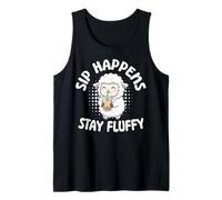 Mens Sip Happens Stay Fluffy Funny Sheep Pun Tank Top