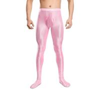 Men's Sissy Glossy Oil Sissy Lingerie Gay Footed Legging Sexy Shiny Elastic Waist Bulge Pouch Tights See Through Sheer Underwear Pants Rave Party Outfit