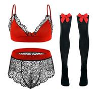 Mens Sissy Panties for Cross-dressers Floral Lace Bra Stockings Lingerie Set Crossdress M