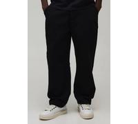 Men's Skate Fit Half & Half Waistband Washed Twill Trousers | Black | Size X-Small | BOOHOOMAN