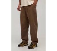 Men's Skate Fit Half & Half Waistband Washed Twill Trousers | Tobacco | Size X-Small | BOOHOOMAN