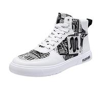 Mens Skate Shoes Lace Up High Top Casual Shoes Flat Non Silp Gym Trainers