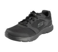 Skechers Flex Advantage 4.0 Leather Overlay Mesh Laced Air-Cooled Memory Foam Trainer Black