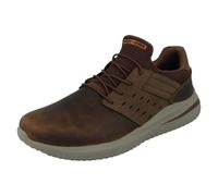 Skechers Men's Delson 3.0 Ezra Sneaker,Dark Brown Leather W/ Mesh,10 UK