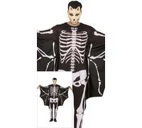 Mens Skeleton Bat Costume Halloween Party Animals Horror Fancy Dress