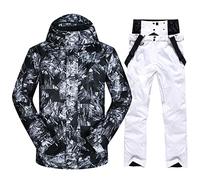 Mens Ski Jacket and Pants Set Ski Suit Winter Waterproof Windproof Hooded Snow Coat 2 Pieces Snowboarding Snowsuits, Cold Weather Winter Suits for Men, Black 1, M
