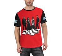 Men's Skillet-Band Shirt Sleeve T-Shirt for Men Casual Short Sleeve Crew Neck Tops Black M