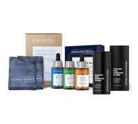 Mens Skincare Gift Set: Face Cream Moisturiser for Men + Skincare Serums Set of 3 - Vitamin C Serum for Face with Niacinamide - Anti aging Retinol - Hyaluronic Acid + Flannel Face Cloths by DERMAWORKS
