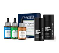 MENS SKINCARE SET - Complete 4 Piece Mens Face Care Routine - Expert Moisturiser for men + Vitamin C, Retinol & Hyaluronic Acid Serums - Anti Ageing Brightening & Hydrating - Gift Set by DERMAWORKS