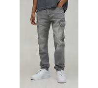 Men's Skinny Fit Cargo Jeans | Grey | Size 28R | BOOHOOMAN