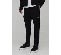 Men's Skinny Fit Technical Stretch Cargo Trouser | Black | Size Small | BOOHOOMAN