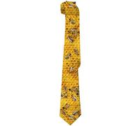 Men's Skinny Neckties Novelty Food Ties for Men Teen Boys, Funny Gifts for Office Holiday Party, One Size Neck Tie, Bees Crawling on Honeycomb, One Size
