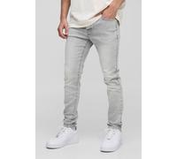 Mens Skinny Stretch Grey Washed Jeans, Grey 34R