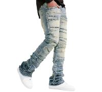 Mens Skinny Stretch Jeans, Mens Slim Fit Jeans Skinny-Fit Stretch Jean Traight Leg Regular Fit Denim Pants Big Tall All Waists Jeans Men Light Blue Jeans for Men Uk Straight Fit