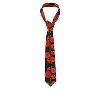 Men's Skinny Tie - poppy flowers Print Necktie for Wedding, Groomsmen, Business, and Formal Wear - Adjustable, Long, Black, One Size, Black, One Size