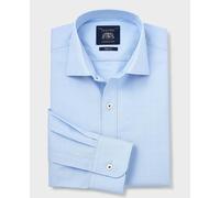 Men's Sky Blue Herringbone Cotton Slim Fit Formal Shirt - Single Cuff - Size: 15.5" x Standard - 34" - Savile Row Company
