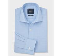 Men's Sky Blue Prince of Wales Check Cotton Twill Classic Fit Formal Shirt - Single Cuff - Size: 15.5" x Extra Long - 36" - Savile Row Company