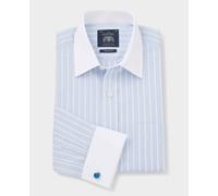 Men's Sky Blue Reverse Stripe Classic Fit Shirt With White Collar & Cuffs - Size: 19" x Standard - 37.5" - Savile Row Company