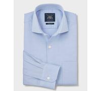 Men's Sky Blue Stretch Cotton Herringbone Classic Fit Formal Shirt - Single Cuff - Size: 16.5" x Extra Long - 37" - Savile Row Company