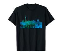 Mens Skyline Berlin Germany Capital Watercolour Look T-Shirt