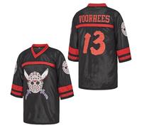 Men's Slashers Voorhees 13 Jason Hockey Jersey and Mask, Black, Medium