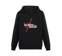 Men'S Sleeping With Sirens Logo Long Sleeve Hoody With Pocket Sweatershirt, Hooded Size M Black