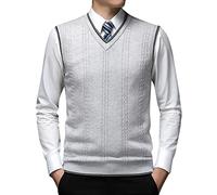 Men's Sleeveless Cardigan Waistcoat Jumper Slipover Knitwear Sweater Tank Tops V Neck Knitted Sweater Vest Slim Fit Diamond Pattern Knitwear